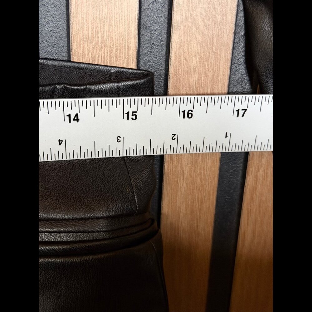 New Zara Jacket Large Womens Black Vegan Leather Cut Out Trench Double-Breasted - Picture 5 of 10